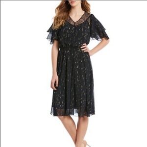 NWT Gibson Latimer Black Flutter Sleeve Dress